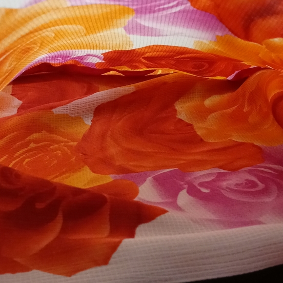 New York & Company Sheer PullOver Blouse Size Small Red Orange Purple - Picture 11 of 13